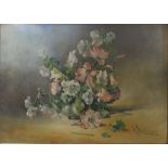 Large framed oil on board still life of flowers signed A Schirrmann 81 cm x 62 cm (size including