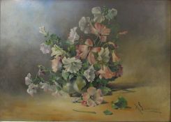 Large framed oil on board still life of flowers signed A Schirrmann 81 cm x 62 cm (size including