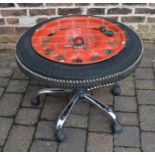 Novelty bespoke car tyre & shell cases coffee table