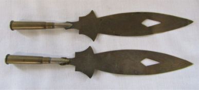 2 WWI trench art bullet handle letter openers / knives L 23.5 cm souvenir  France