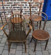 3 bentwood chairs & an Ercol chair