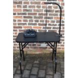 Folding dog grooming table with Wahl clippers