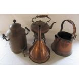Various copper inc kettle, funnel, hot water urn etc