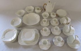 Shelley Dainty pattern white with gold trim bone china coffee service, 6 tea cups and saucers,