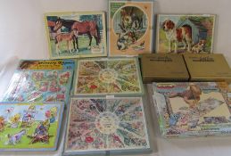 5 Victory plywood jigsaw puzzles, various board puzzles, floor playtrays and 2 mystery Victory