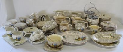 Empire Shelton Ivory / Grindley crinoline lady gilded tea ware & Gibsons / Rosina graduated jugs &
