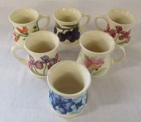 6 Moorcroft floral mugs inc plum, rose hip and orchid