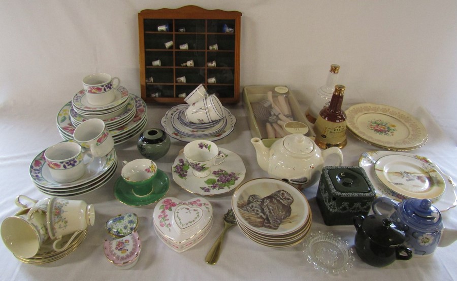 Various ceramics inc Royal Doulton 'Juliet' cups and saucers, Adderley, Royal Doulton hunting plate,