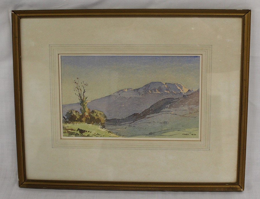 Gilt framed watercolour "Skiddaw, Winter" by Len Roope (1917-2005), dated 1974, 37.5cm x 29cm ( - Image 2 of 2