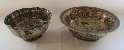 2 Japanese satsuma bowls D 36 cm H 11 cm and D 26.5 cm H 14 cm