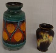 2 West German ceramic vases tallest 25cm