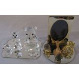 Swarovski crystal teddy bear x 2 (tallest H 7 cm), mouse and chick (af) together with Swarovski