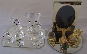Swarovski crystal teddy bear x 2 (tallest H 7 cm), mouse and chick (af) together with Swarovski