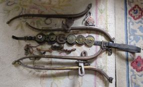 Brass horse hames, horse brasses etc