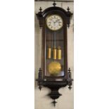 R M triple weight driven mechanism Vienna regulator wall clock Ht 113cm W 37cm