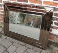 Two colour glass framed mirror 90 cm x 74 cm (small crack to lower left corner)