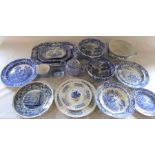 Various blue and white ceramics inc Spode Italian, Delft, Royal Copenhagen, Coalport and Masons