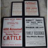 4 framed auction posters relating to The White House on the Grimsby Road in Louth, Louth cattle