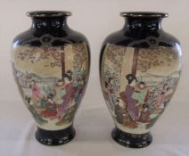 Pair of Japanese satsuma vases H 31 cm