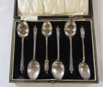 Cased set of 6 silver apostle teaspoons Birmingham 1926 weight 2 ozt