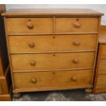 Victorian elm wood chest of drawers with turned handles & feet L 111cm D 53cm Ht 114cm