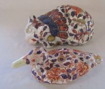 Chinese imari pattern cat L 33 cm and duck L 29 cm