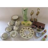 Heathcote Sheraton part tea set, Aynsley Grand National plate, Carlton ware bowl, Crown Devon