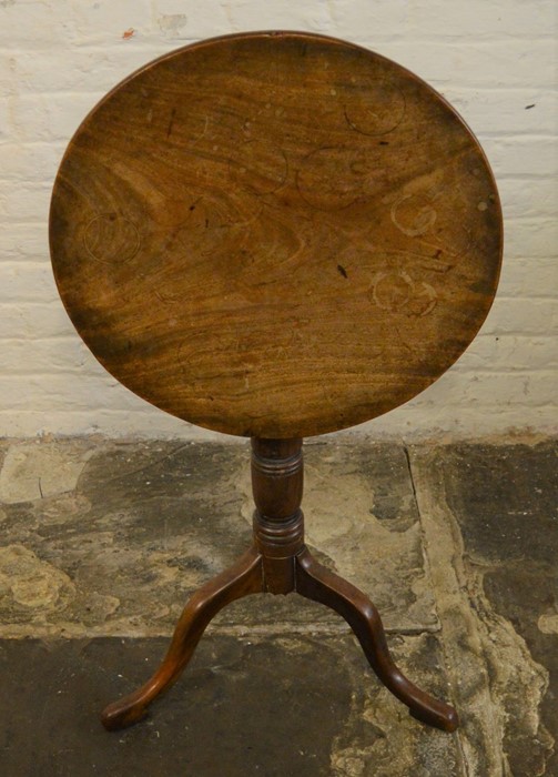 Georgian mahogany tilt top table (with repair to pedestal) Dia54cm Ht 71cm