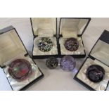 Collection of mostly boxed Caithness paperweights inc Harlequin single, Myriad, Hummingbird 118/1000