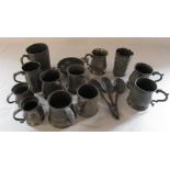 Collection of antique pewter ware