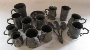 Collection of antique pewter ware