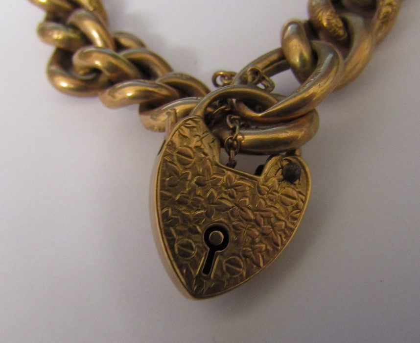 9ct gold bracelet with heart shaped lock, weight 18.7 g - Image 2 of 3