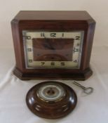 Art Deco style wooden mantel clock  L 33.5 cm H 24 cm and a Short & Mason stormoguide