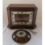 Art Deco style wooden mantel clock  L 33.5 cm H 24 cm and a Short & Mason stormoguide