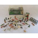 Britains miniature floral garden (boxed) and Britains farmyard accessories etc