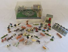 Britains miniature floral garden (boxed) and Britains farmyard accessories etc
