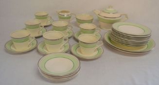 Morley, Fox & Co. Art Deco part tea service comprising teapot, sugar bowl, milk jug, 7 cups, 12