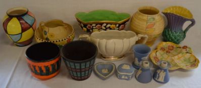 Various 1930's & later ceramic vases, jugs, bowls & Wedgwood Jasper ware