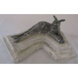 Silver plated figure of a Kangaroo on a marble base L 23 cm