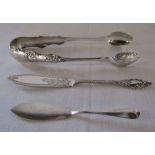 Pair of Victorian silver sugar tongs Glasgow 1865/66 weight 1.30 ozt and 2 small silver butter