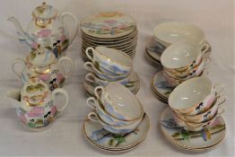 12 cups & saucers Japanese Geisha ware porcelain tea service