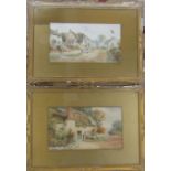 Pair of gilt framed watercolours by E Morgan 'Minehead Som' and 'Newcombe Som' 50 cm x 36 cm (size