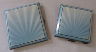 Silver engine turned blue guilloche cigarette case and compact - cigarette case Birmingham 1941