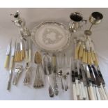 Quantity of silver plate inc tray, cutlery and tankard