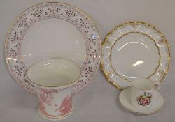 Gilded Royal Crown Derby Brittany pattern plate & a Lombardy pattern plate, Derby vase & a Royal