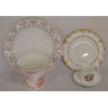 Gilded Royal Crown Derby Brittany pattern plate & a Lombardy pattern plate, Derby vase & a Royal