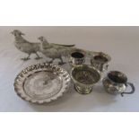 Various silver plate inc pair of pheasants