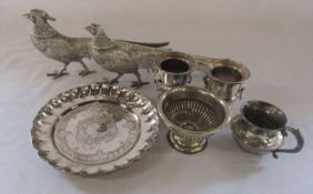 Various silver plate inc pair of pheasants