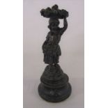 Bronze figurine of a girl with fruit and flower baskets H 24 cm