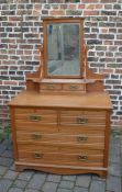 Victorian satinwood dressing table / chest of drawers with mirror